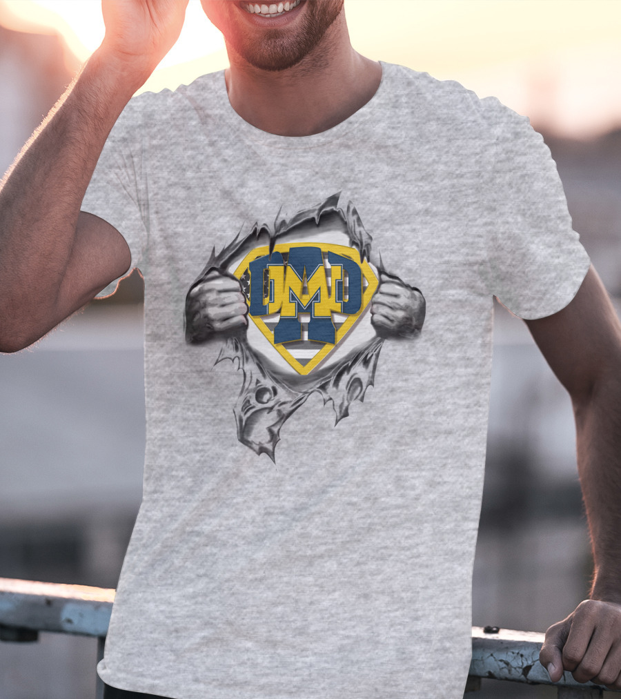 Michigan Wolverines Superdad Superhero T-Shirt