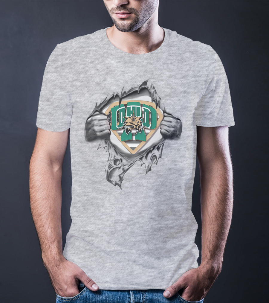 Superdad Ohio Bobcats Logo Chest Tearing T-Shirt