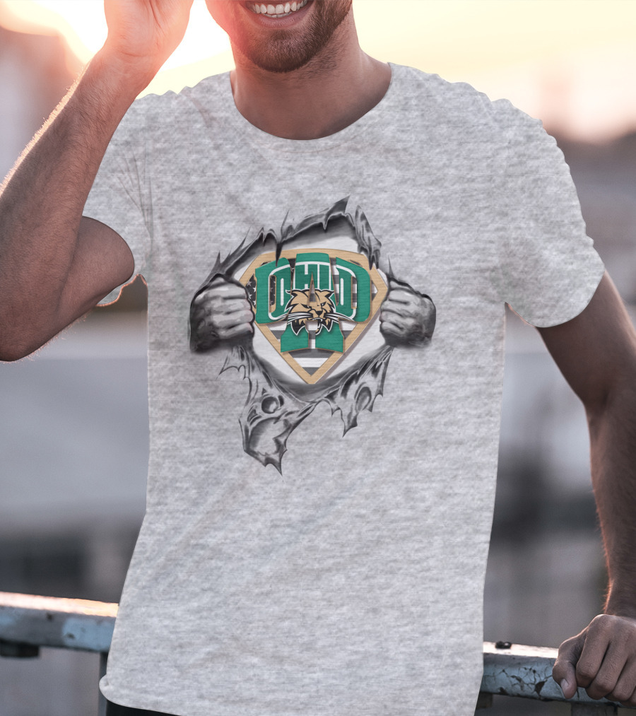 Superdad Ohio Bobcats Logo Chest Tearing T-Shirt