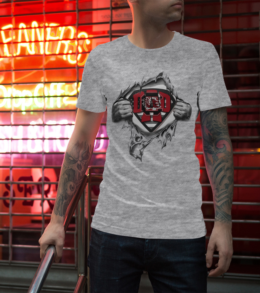 Superdad South Carolina Gamecocks Dad Emblem Pulling Open T-Shirt