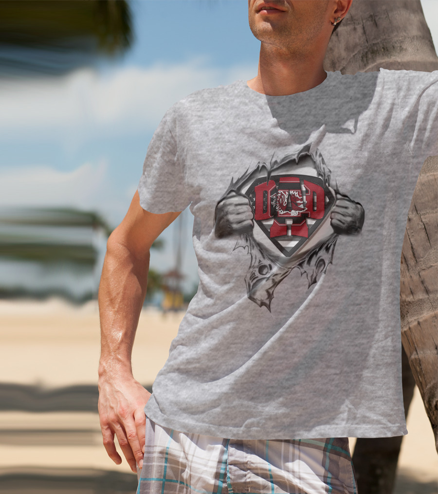 Superdad South Carolina Gamecocks Dad Emblem Pulling Open T-Shirt
