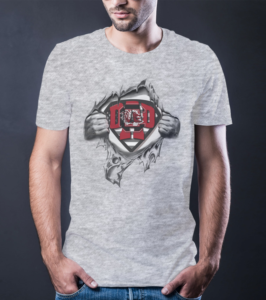 Superdad South Carolina Gamecocks Dad Emblem Pulling Open T-Shirt