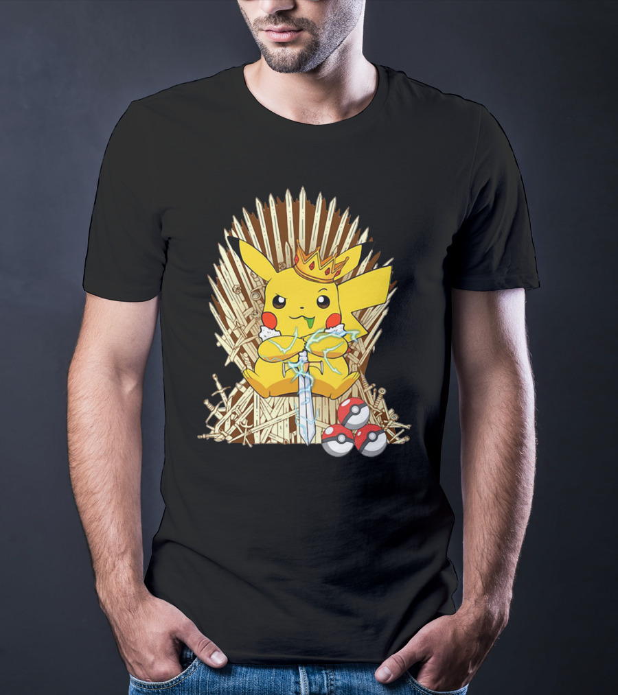 Pikachu Throne King With Sword And Pokeballs Game Of Thrones Style T-Shirt