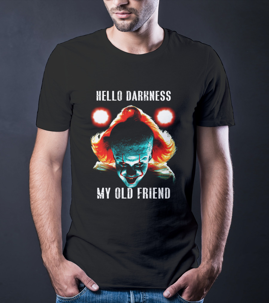Pennywise Clown Artwork Hello Darkness My Old Friend Horror T-Shirt