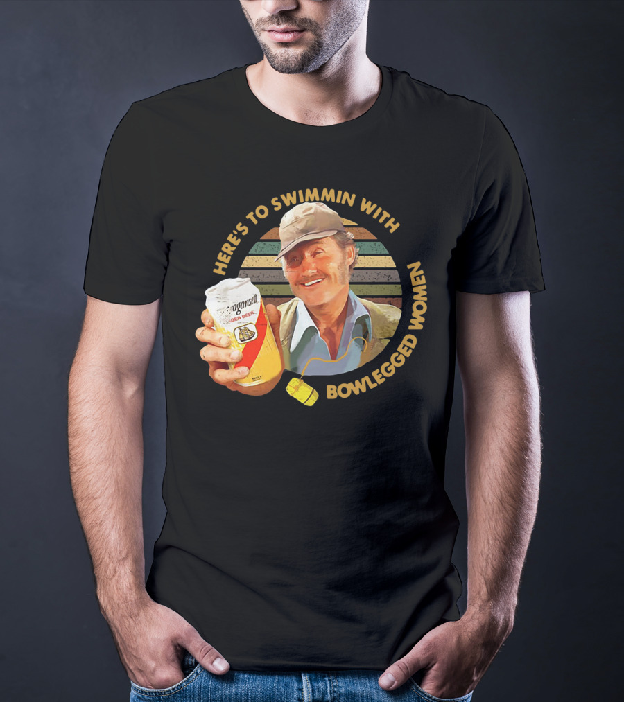 Quint Jaws Here’s To Swimmin With Bowlegged Women Vintage Beer Scene T-Shirt