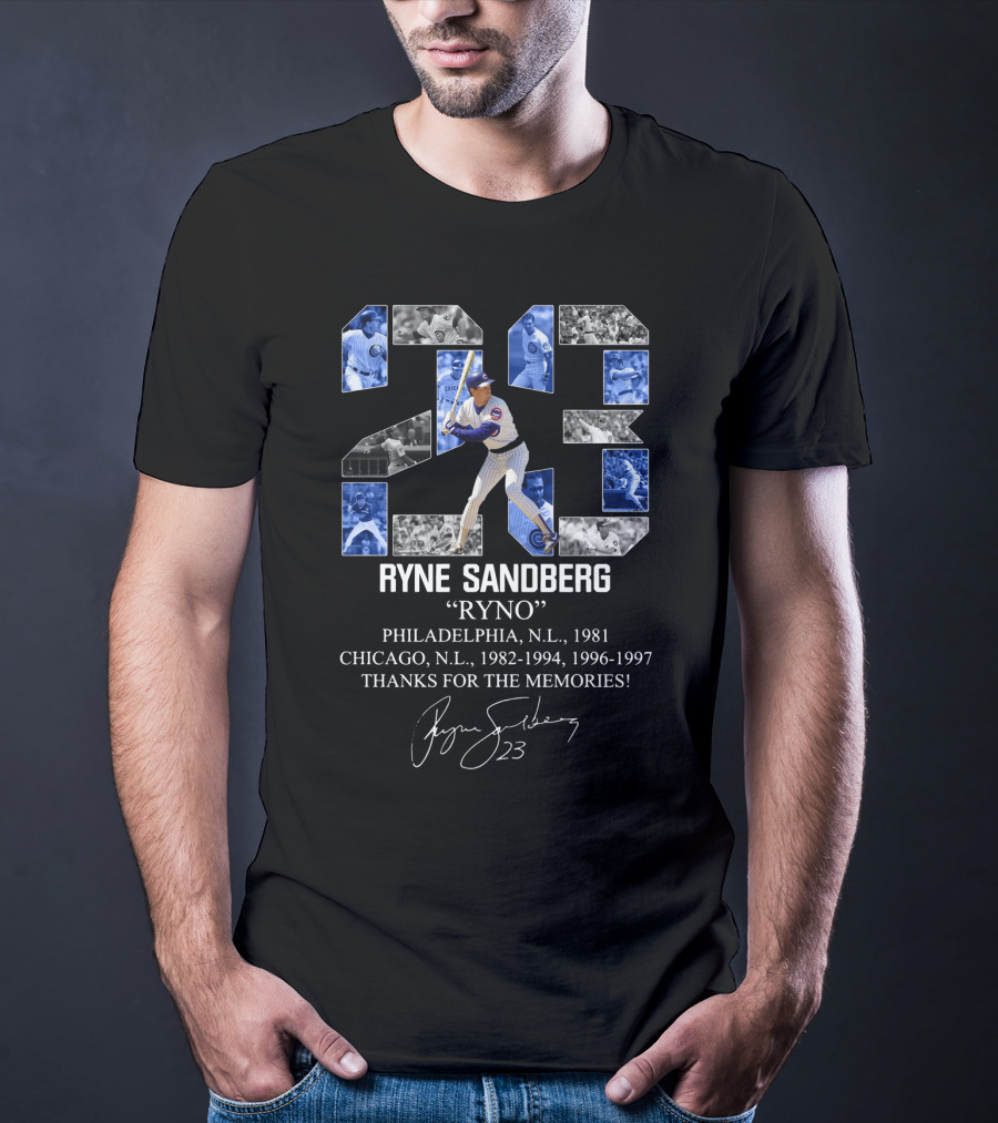 Ryne Sandberg Ryno 23 Thanks For The Memories Philadelphia Chicago Cubs Baseball Career Highlights T-Shirt