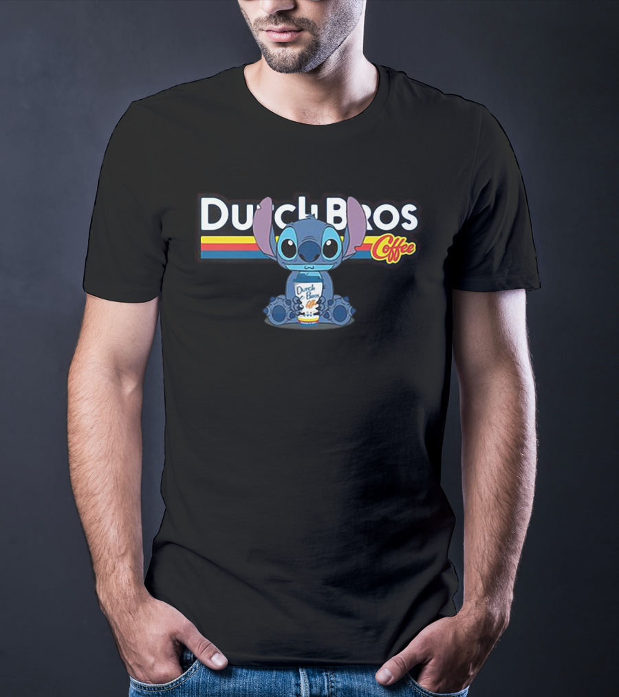 Stitch Holding Dutch Bros Coffee Cup T-Shirt