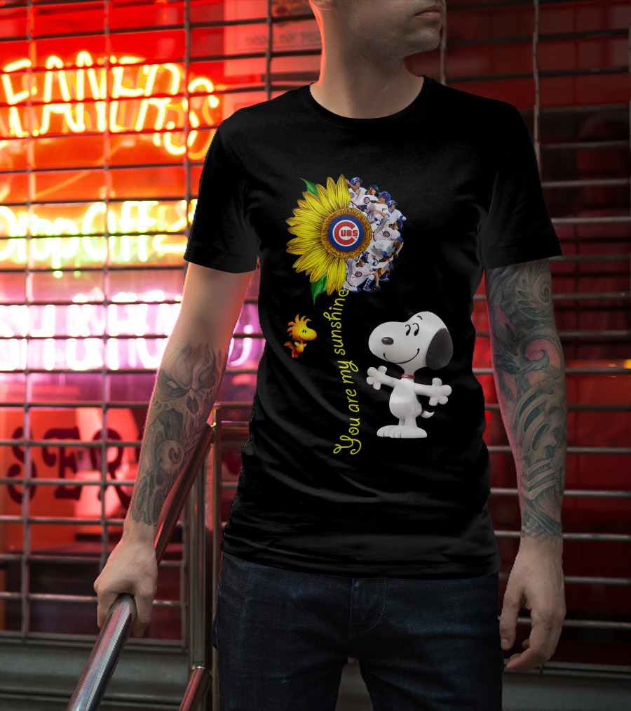 Snoopy Chicago Cubs You Are My Sunshine Sunflower Baseball T-Shirt