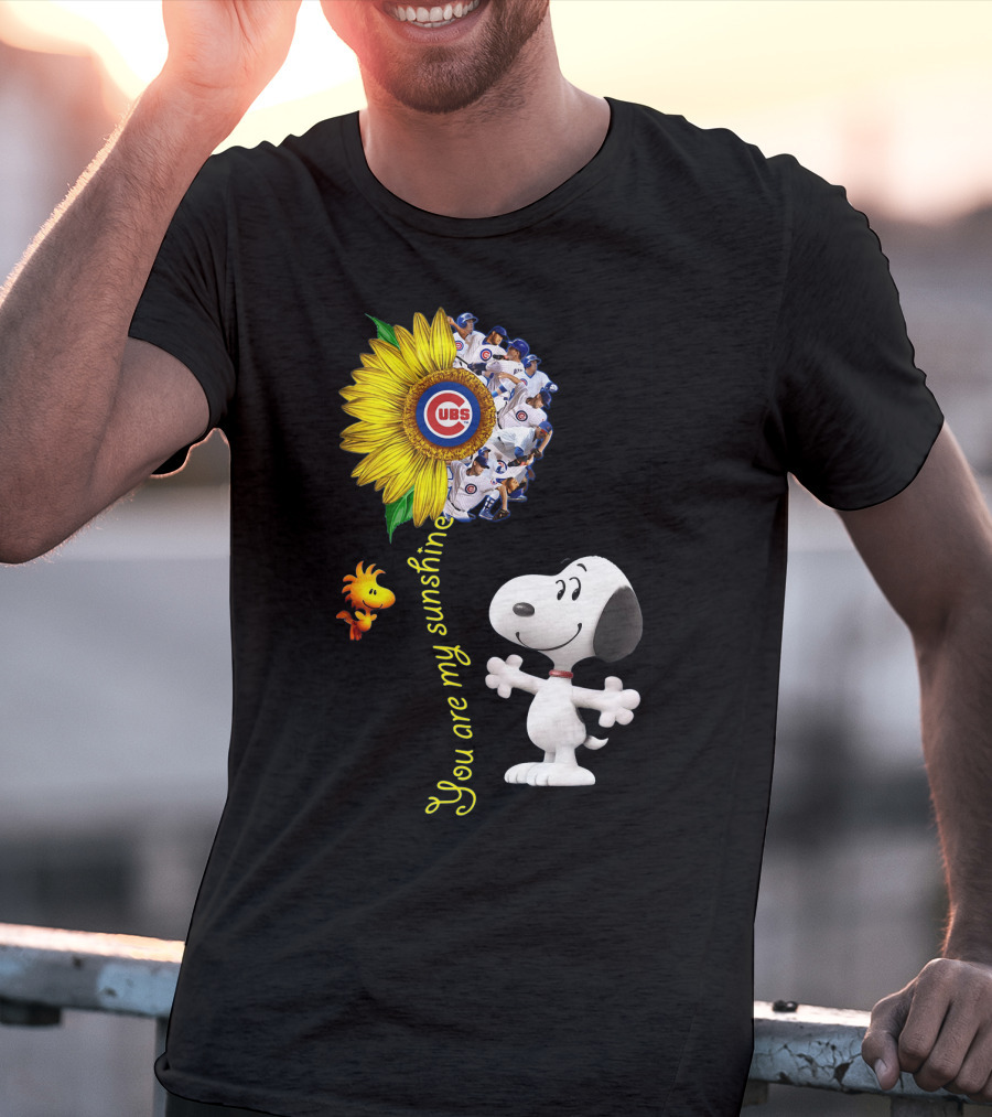 Snoopy Chicago Cubs You Are My Sunshine Sunflower Baseball T-Shirt