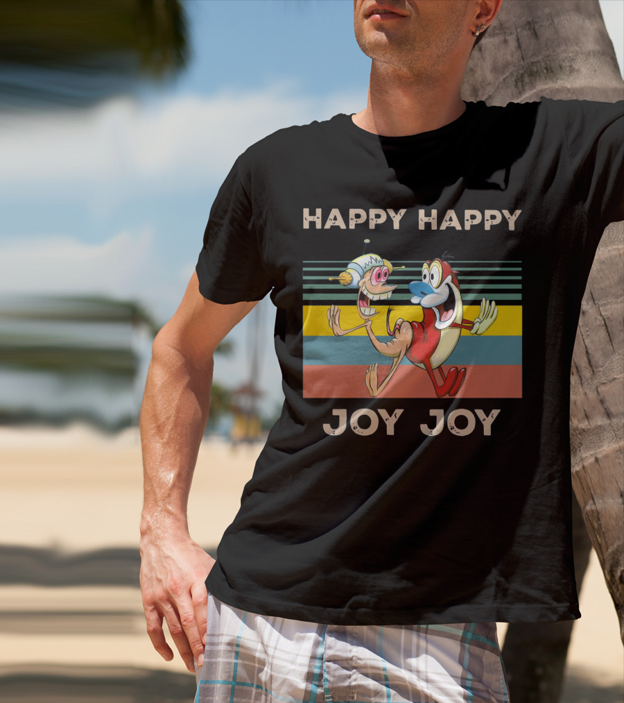 Ren And Stimpy Happy Happy Joy Joy Mighty Fine Stripede T-Shirt