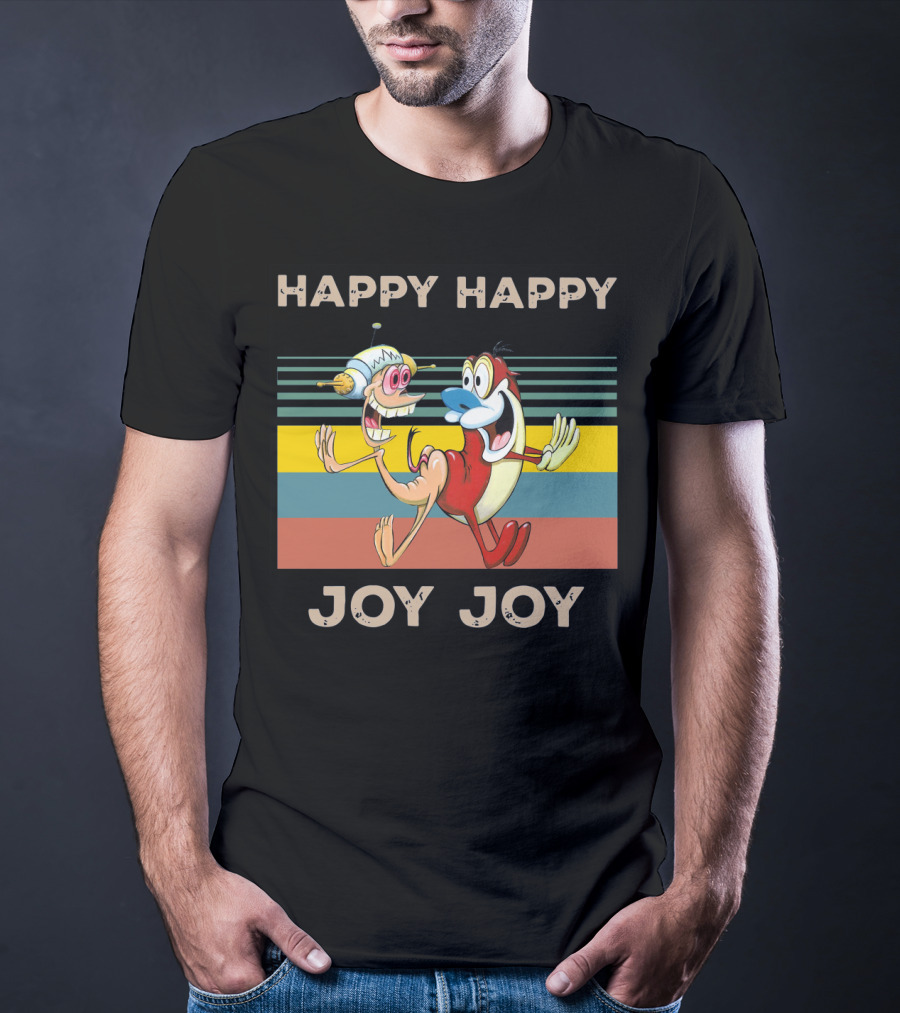 Ren And Stimpy Happy Happy Joy Joy Mighty Fine Stripede T-Shirt
