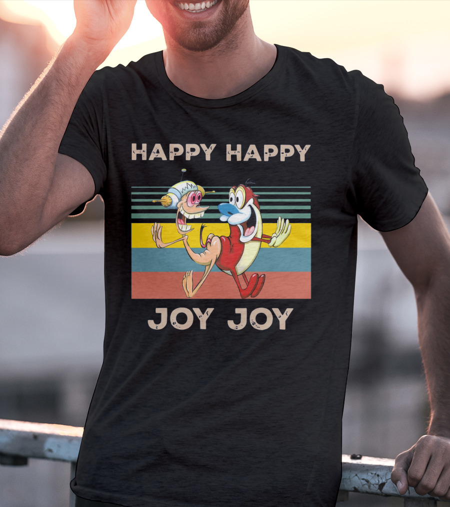 Ren And Stimpy Happy Happy Joy Joy Mighty Fine Stripede T-Shirt