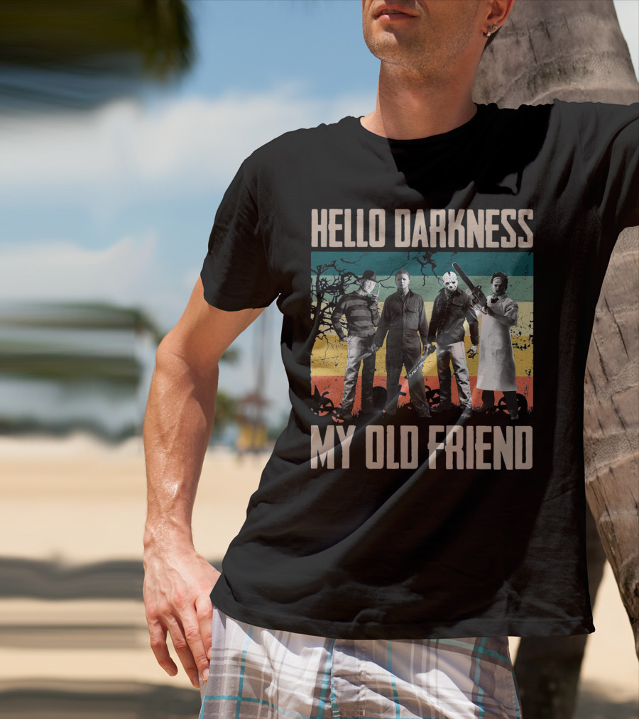 Hello Darkness My Old Friend Horror Icons Halloween T-Shirt