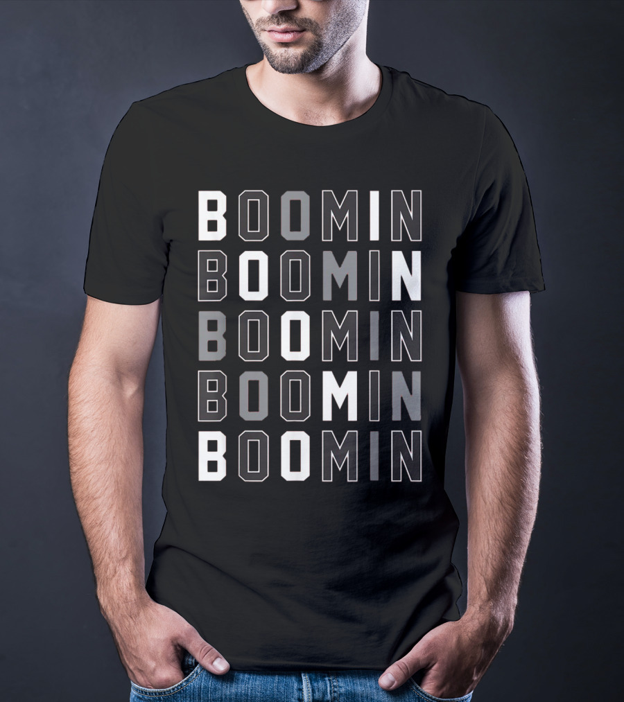 Boomin AB Black Silver Football Graphic Repetition T-Shirt