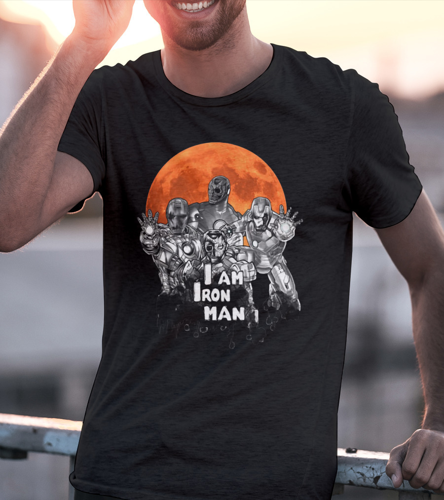 Iron Man Zombie Halloween I Am Iron Man Moon T-Shirt