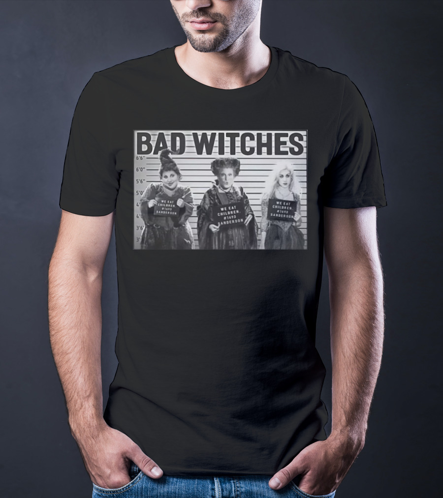 Hocus Pocus Bad Witches Mugshot Halloween Sanderson Sisters We Eat Children 1693 T-Shirt