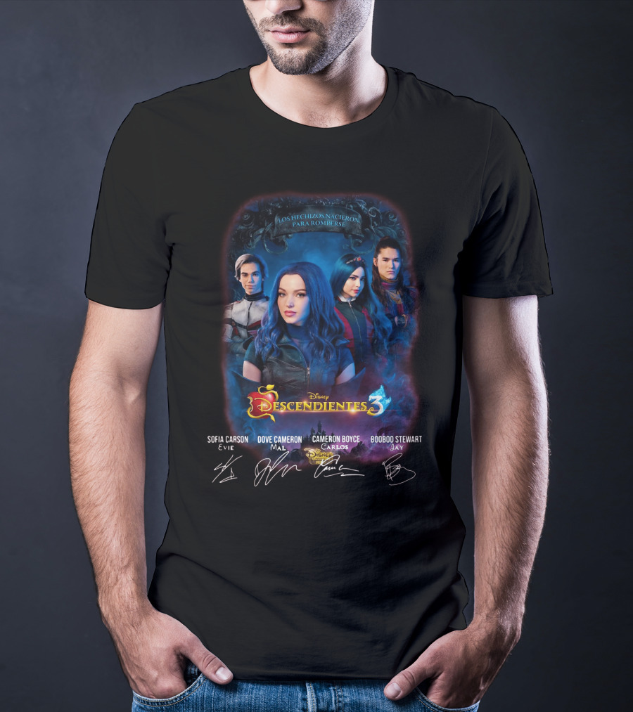 Disney Descendientes 3 Los Hechizos Nacieron Para Romperse Sofia Carson Evie Dove Cameron Mal Cameron Boyce Carlos Booboo Stewart Jay T-Shirt