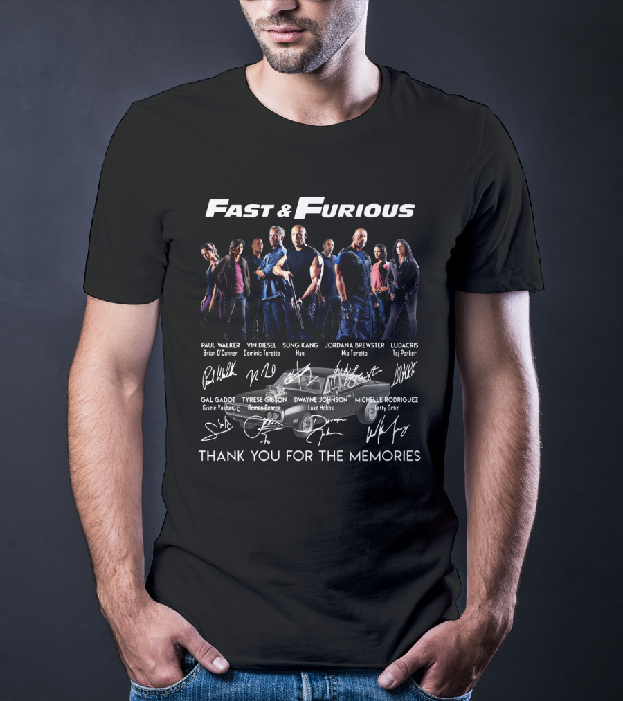 Fast And Furious Cast Signatures Thank You For The Memories T-Shirt