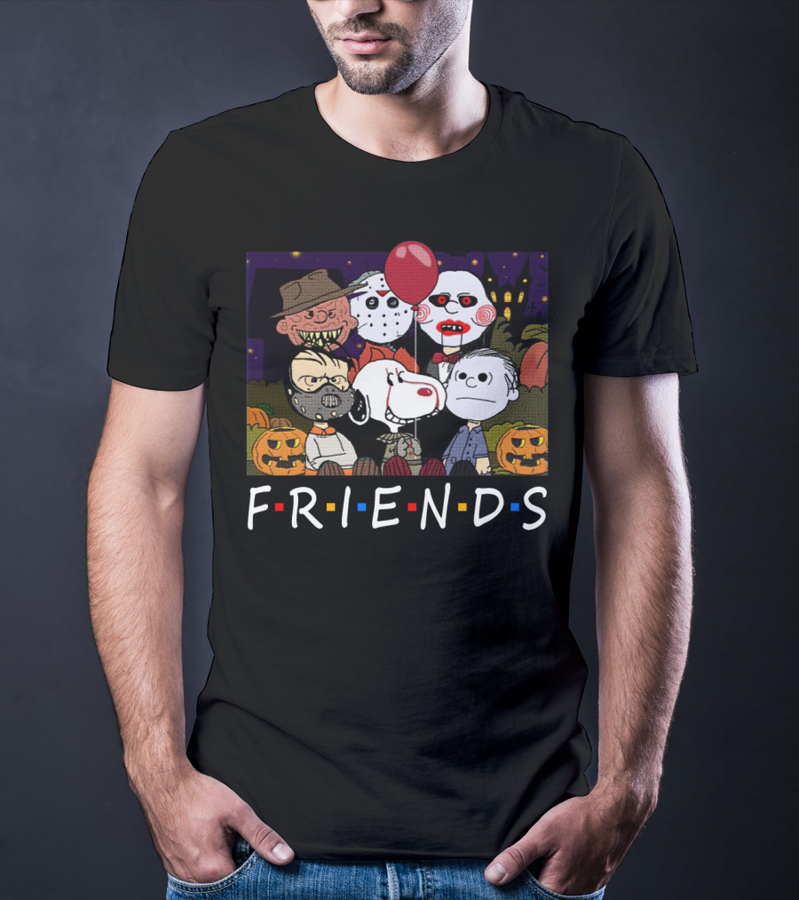 Horror Halloween Peanuts Characters Friends TV Show Mashup T-Shirt