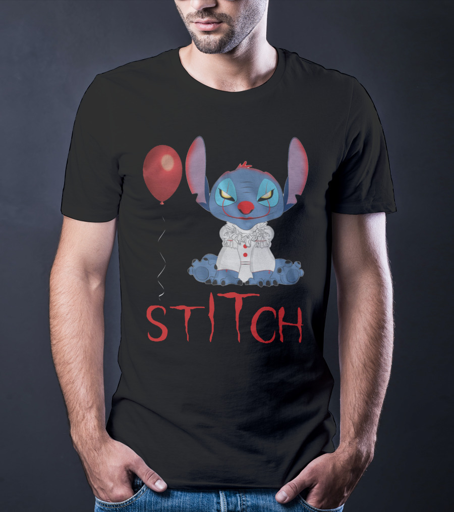 It Horror Stitch With Pennywise Balloon T-Shirt