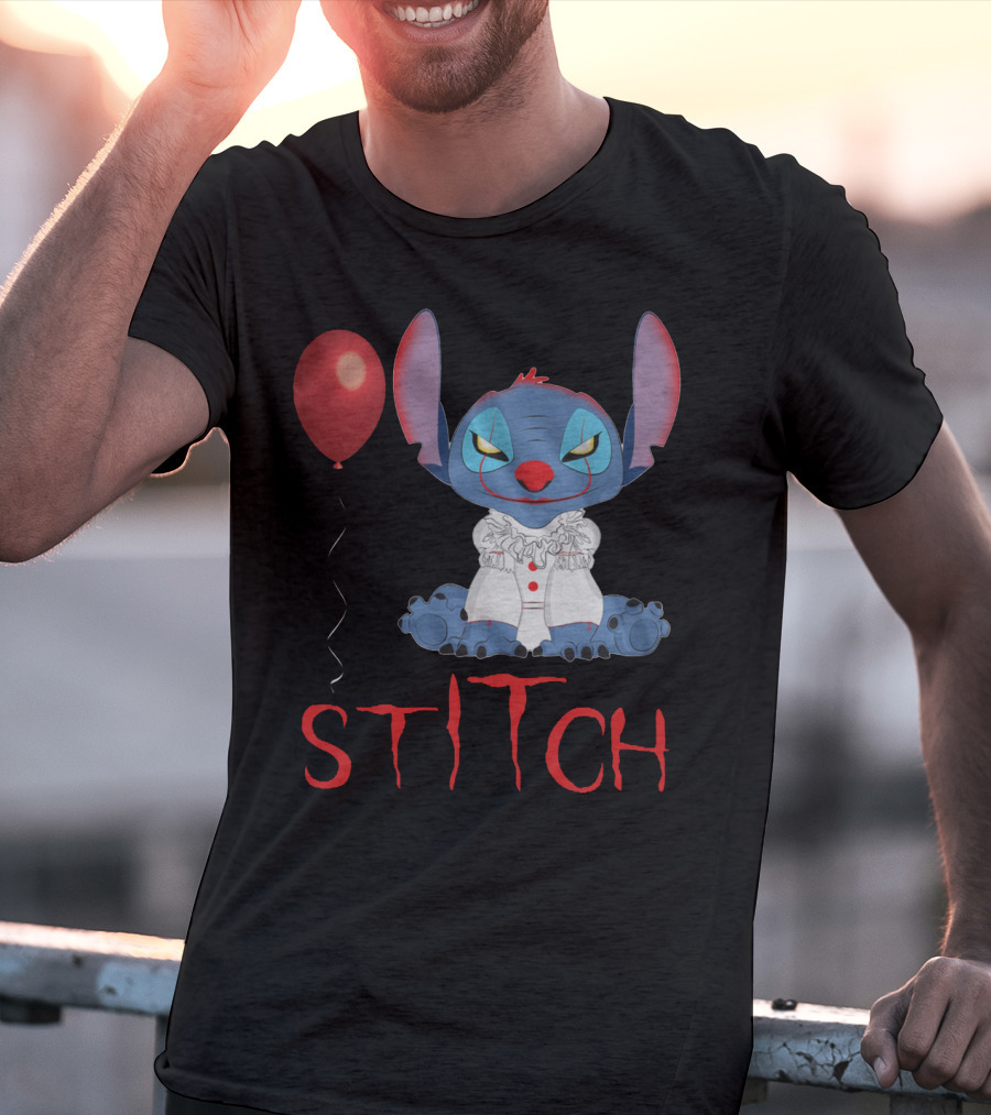 It Horror Stitch With Pennywise Balloon T-Shirt
