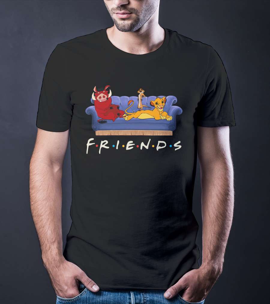 Friends The Lion King Simba Timon Pumbaa Couch T-Shirt