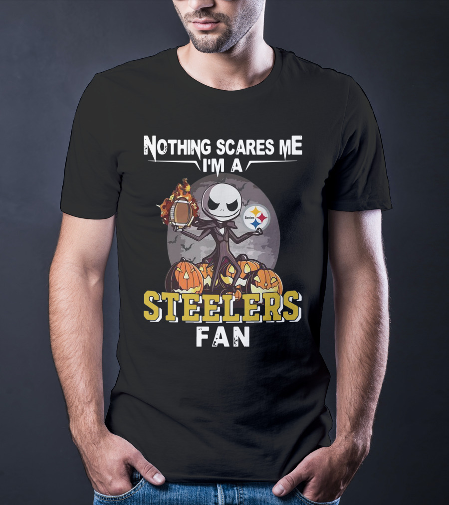 Nothing Scares Me I'm A Steelers Fan Jack Skellington T-Shirt