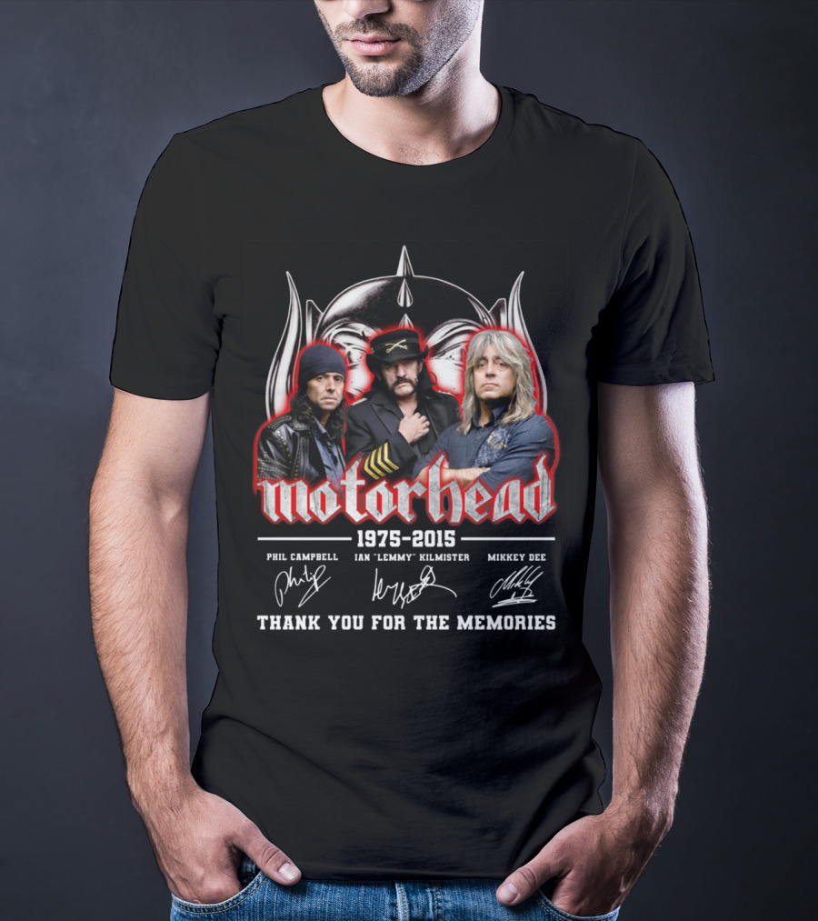 Motorhead 1975-2015 Thank You For The Memories Phil Campbell Ian 'Lemmy' Kilmister Mikkey Dee T-Shirt