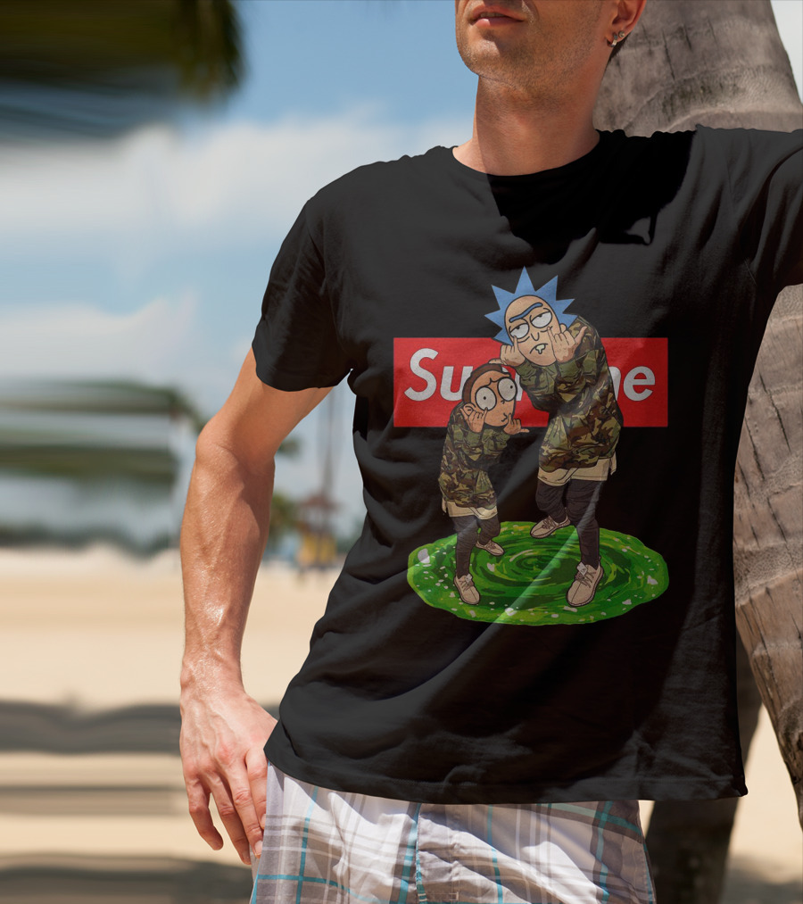 Rick And Morty Supreme Portal Streetwear Camo T-Shirt