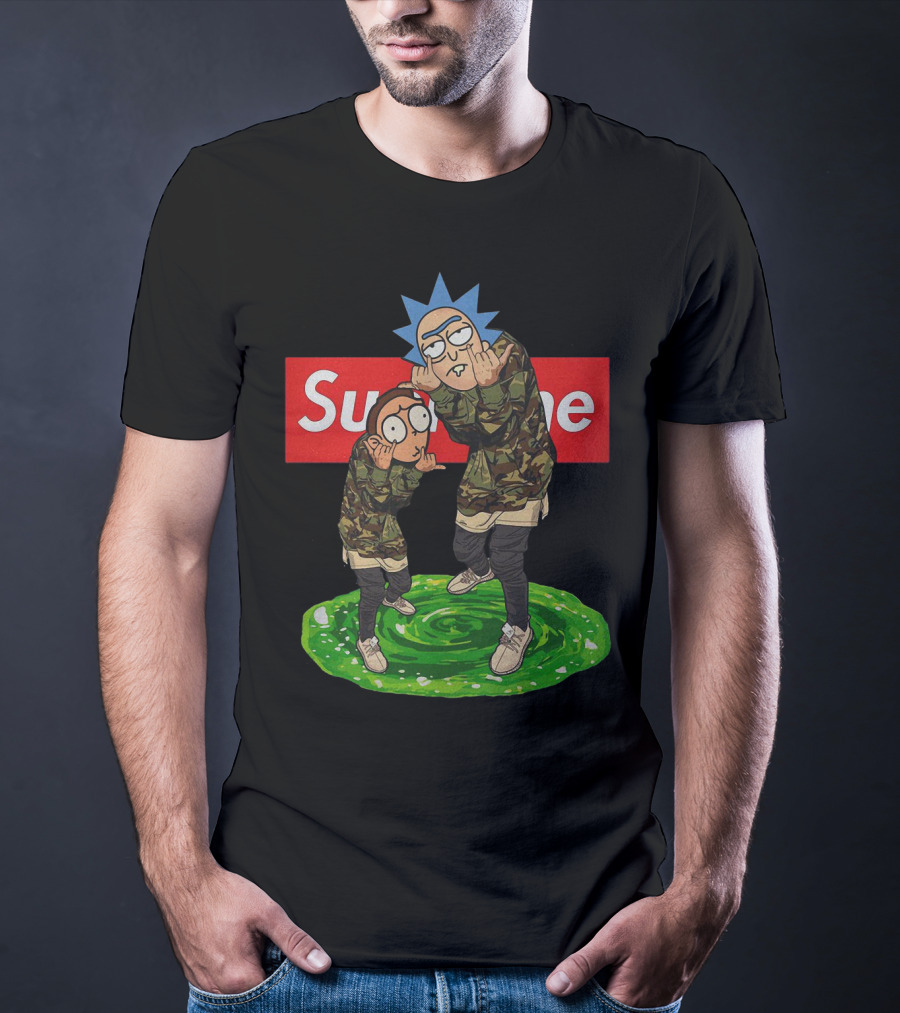 Rick And Morty Supreme Portal Streetwear Camo T-Shirt