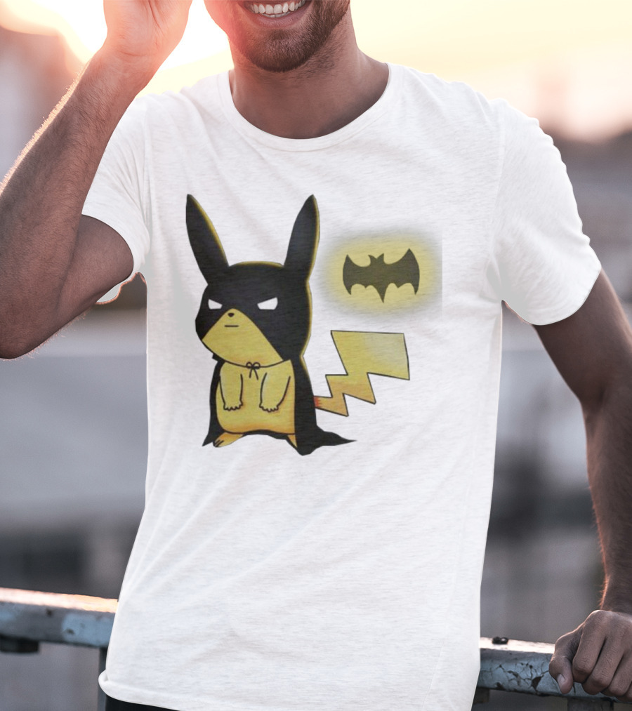 Pikachu Batman Crossover With Iconic Bat T-Shirt