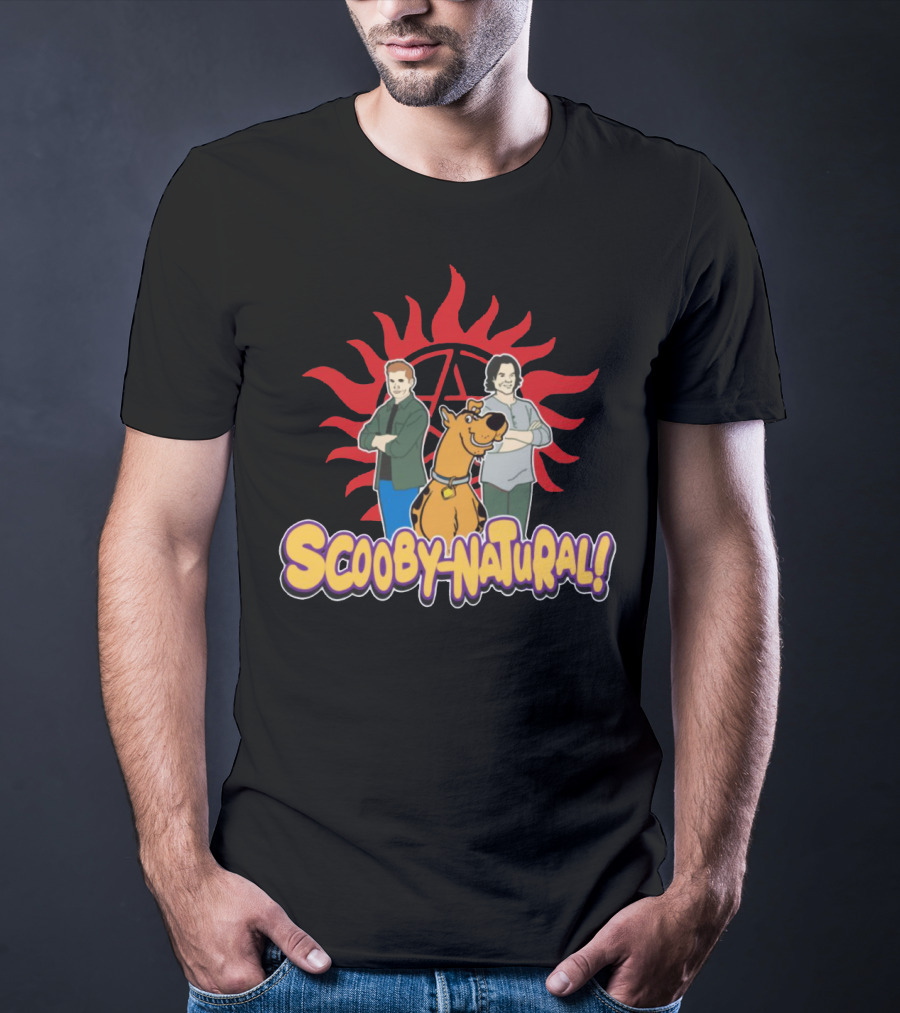 Scooby-Natural Supernatural Crossover Featuring Iconic Red Sun And Mystery Characters T-Shirt