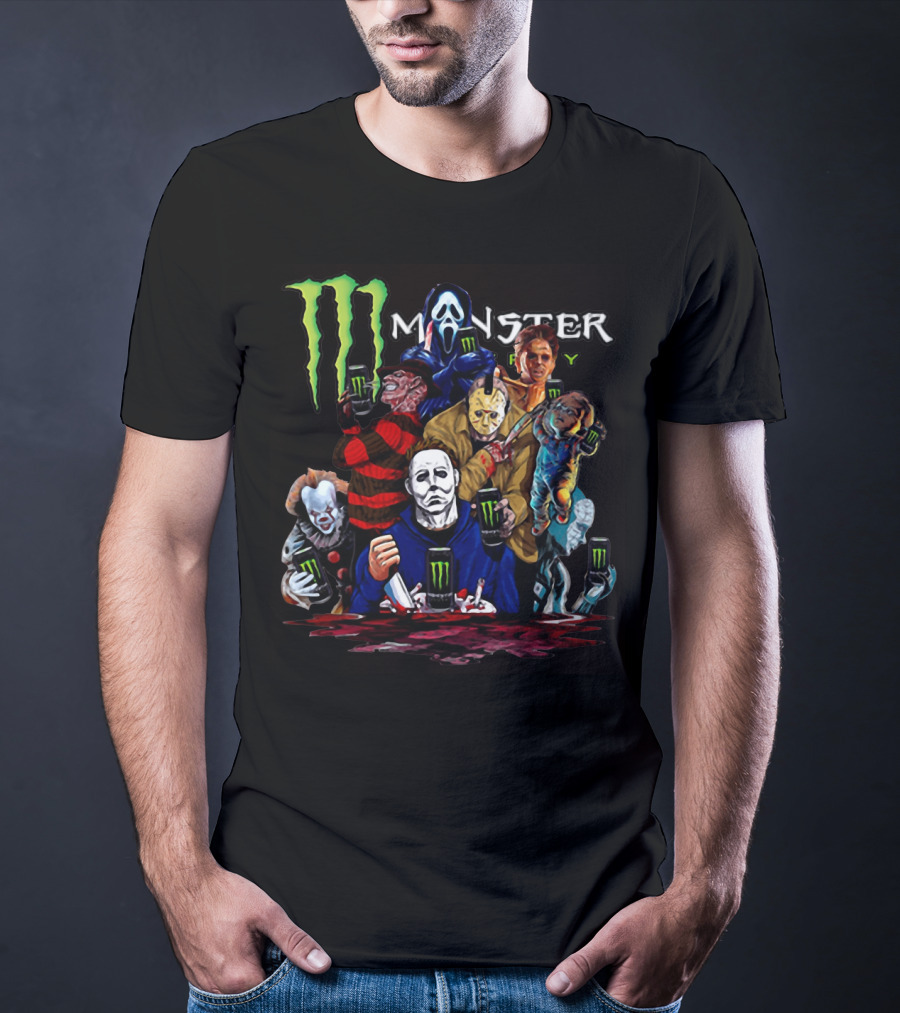 Monster Energy Horror Team Icons Holding Cans T-Shirt