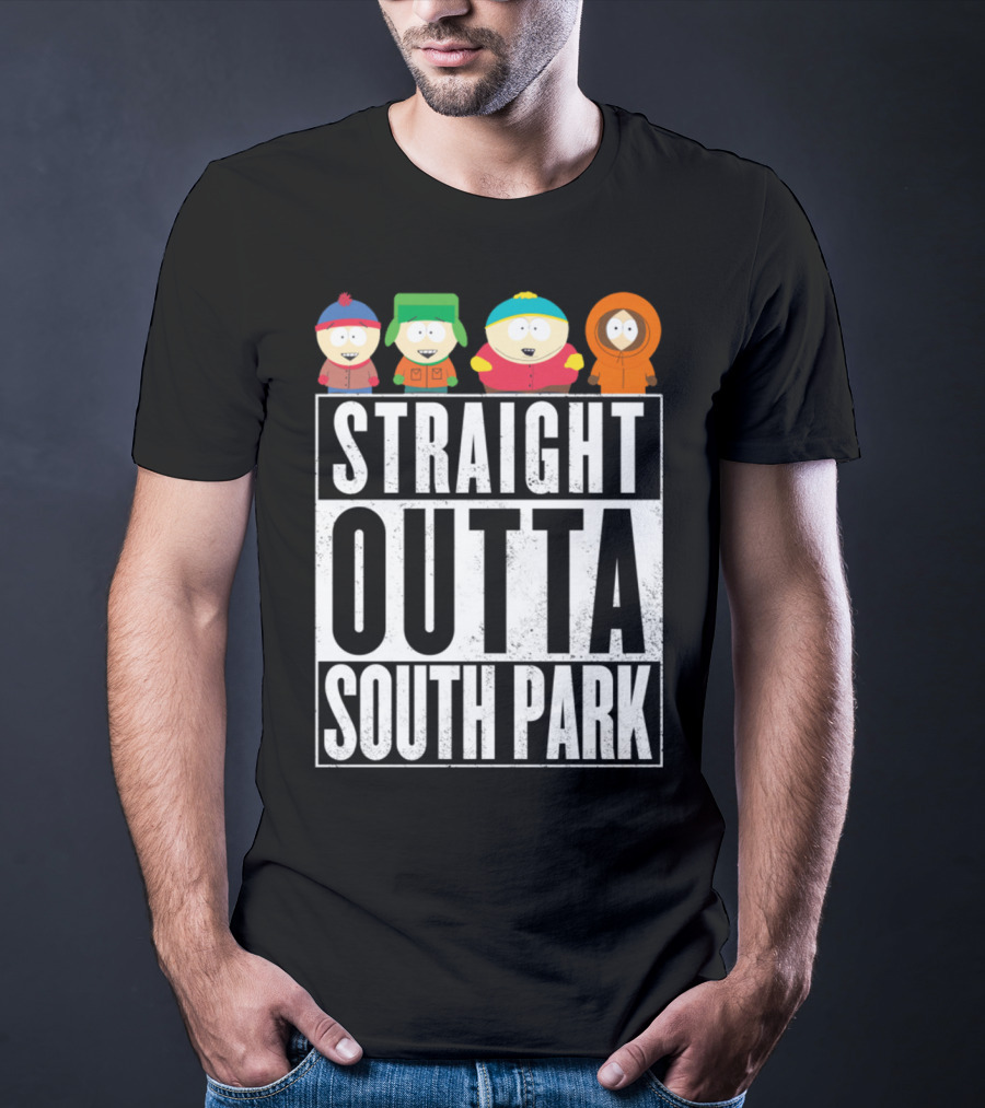 Straight Outta South Park With Iconic Characters Cartman Kyle Stan And Kenny T-Shirt