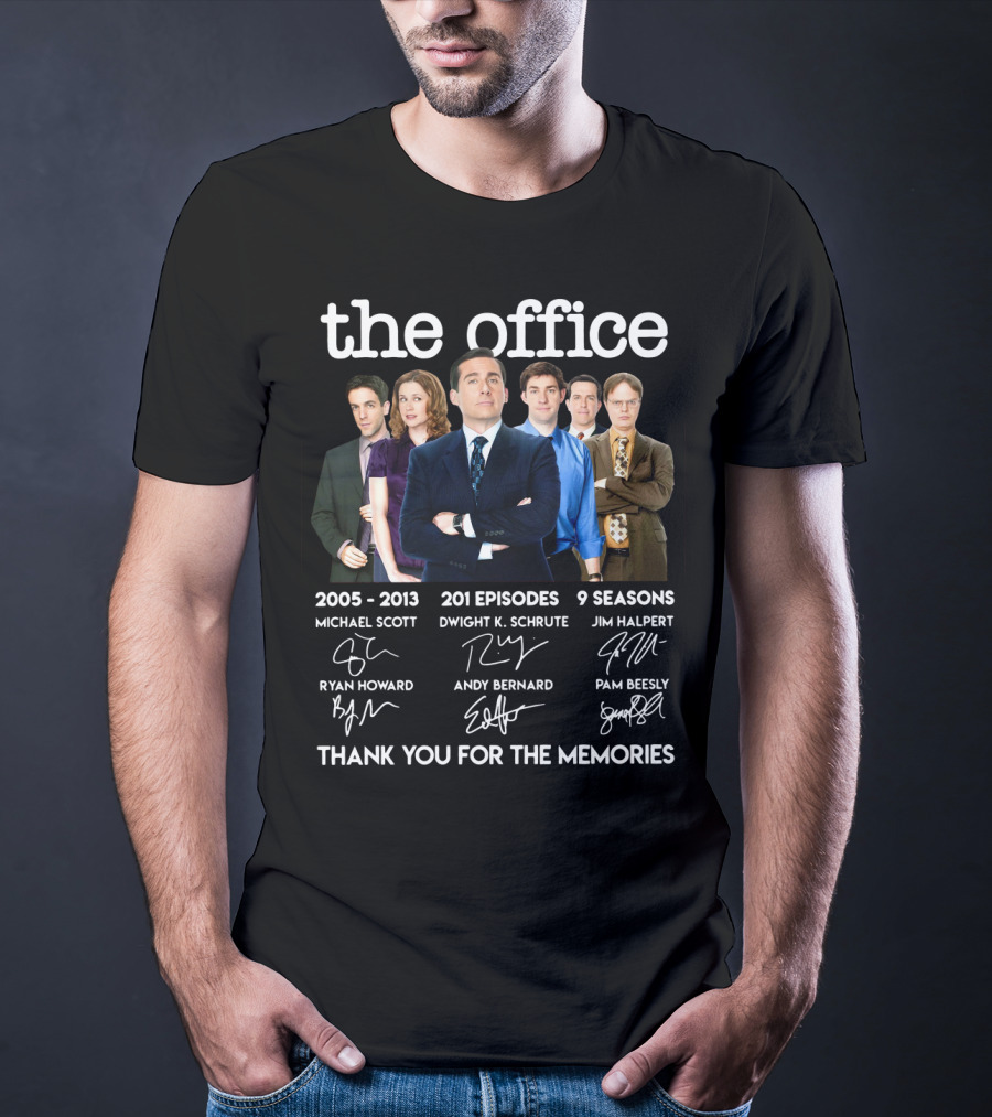 The Office 2005-2013 Thank You For The Memories 201 Episodes 9 Seasons Michael Scott Dwight K. Schrute Jim Halpert Pam Beesly Ryan Howard Andy Bernard T-Shirt