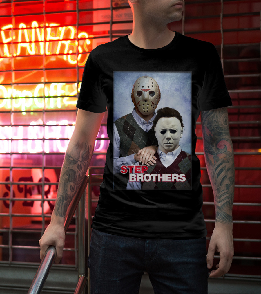 Step Brothers Jason Voorhees Michael Myers Comedy Horror Crossover T-Shirt