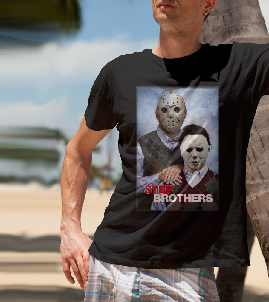 Step Brothers Jason Voorhees Michael Myers Comedy Horror Crossover T-Shirt