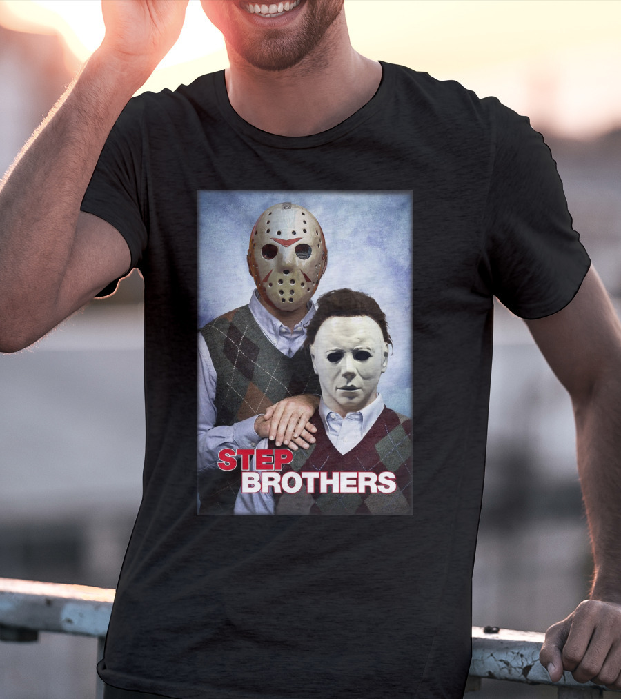 Step Brothers Jason Voorhees Michael Myers Comedy Horror Crossover T-Shirt