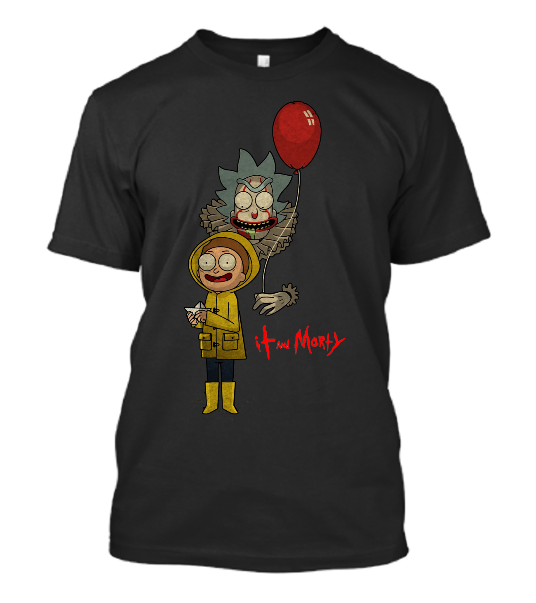 RICK AND MORTY IT CLOWN RED BALLOON YELLOW RAINCOAT T-Shirt
