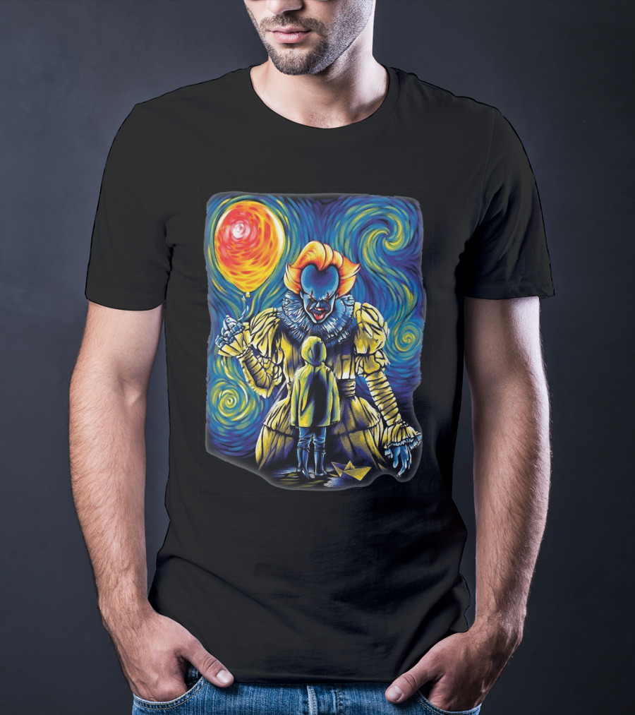 Starry Night Pennywise And Georgie Balloon Encounter T-Shirt