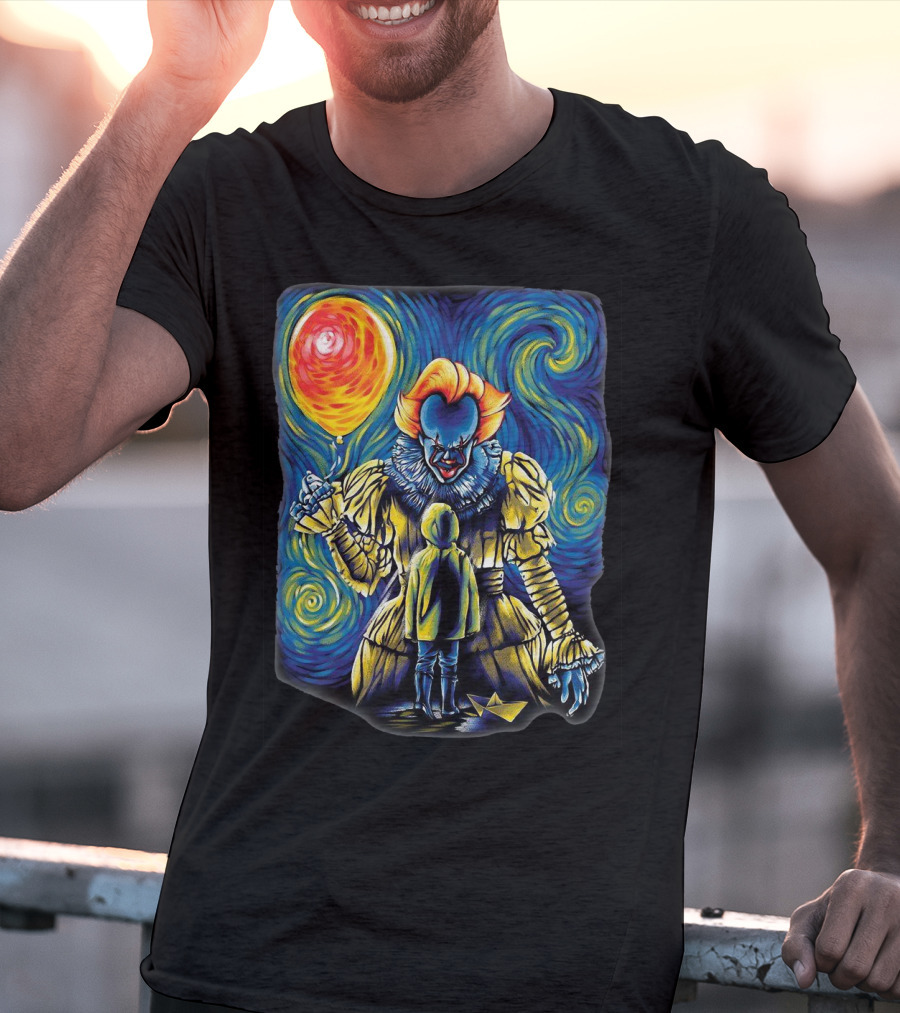 Starry Night Pennywise And Georgie Balloon Encounter T-Shirt