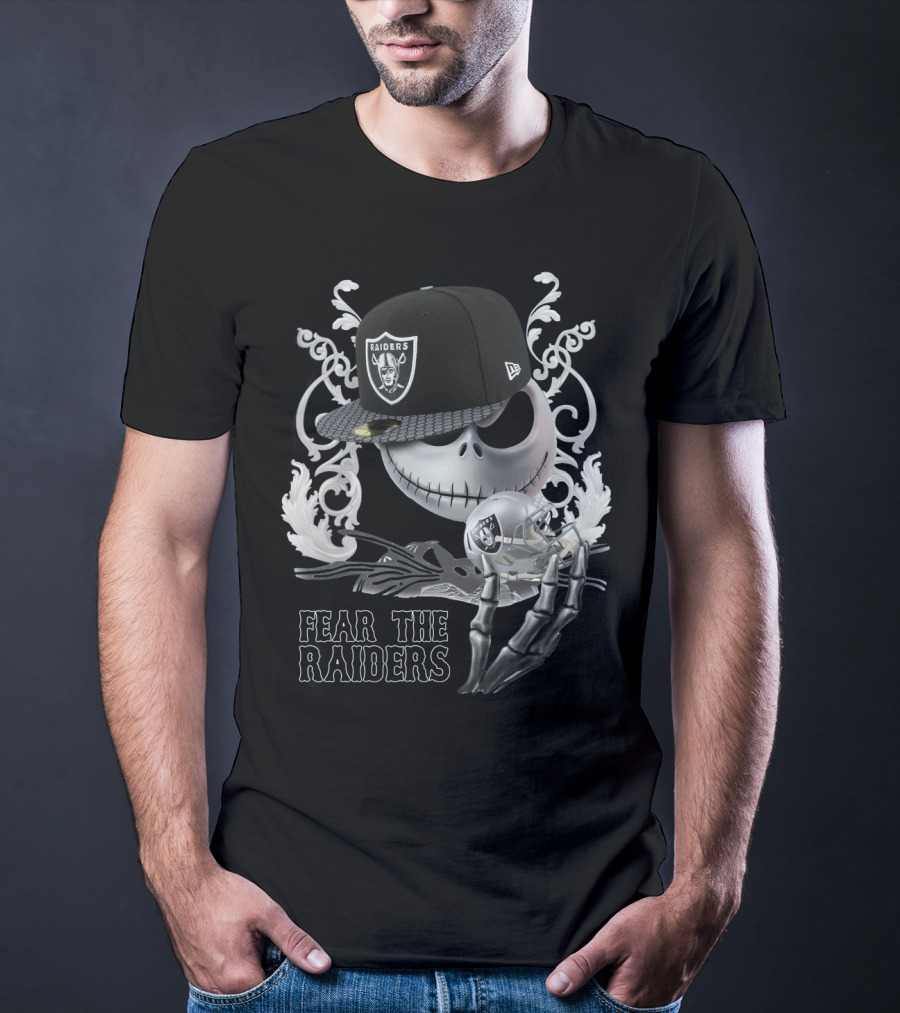 Jack Skellington Raiders Hat And Helmet With Fear The Raiders T-Shirt