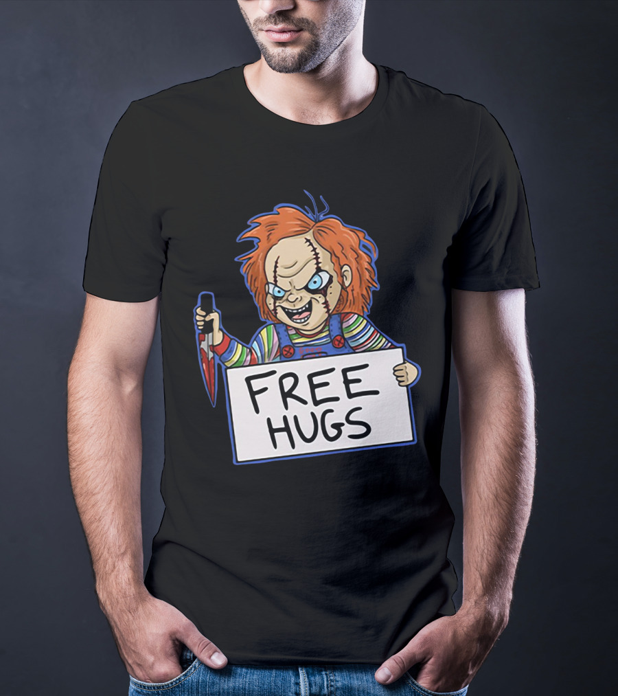 Chucky Free Hugs With Knife And Red Hair T-Shirt
