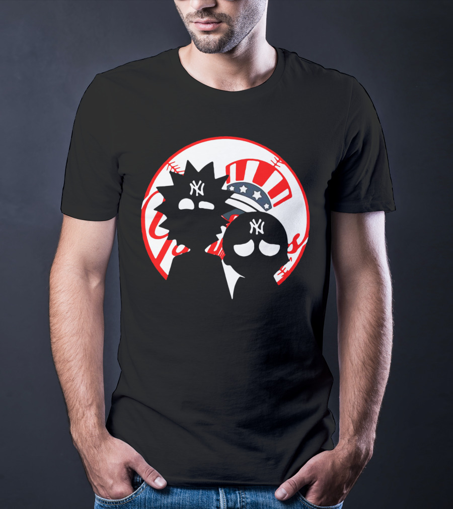 Rick And Morty Yankees New York City Yankees Logo Fusion Yankees Cap T-Shirt