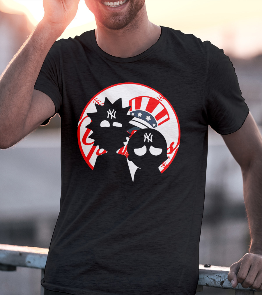 Rick And Morty Yankees New York City Yankees Logo Fusion Yankees Cap T-Shirt