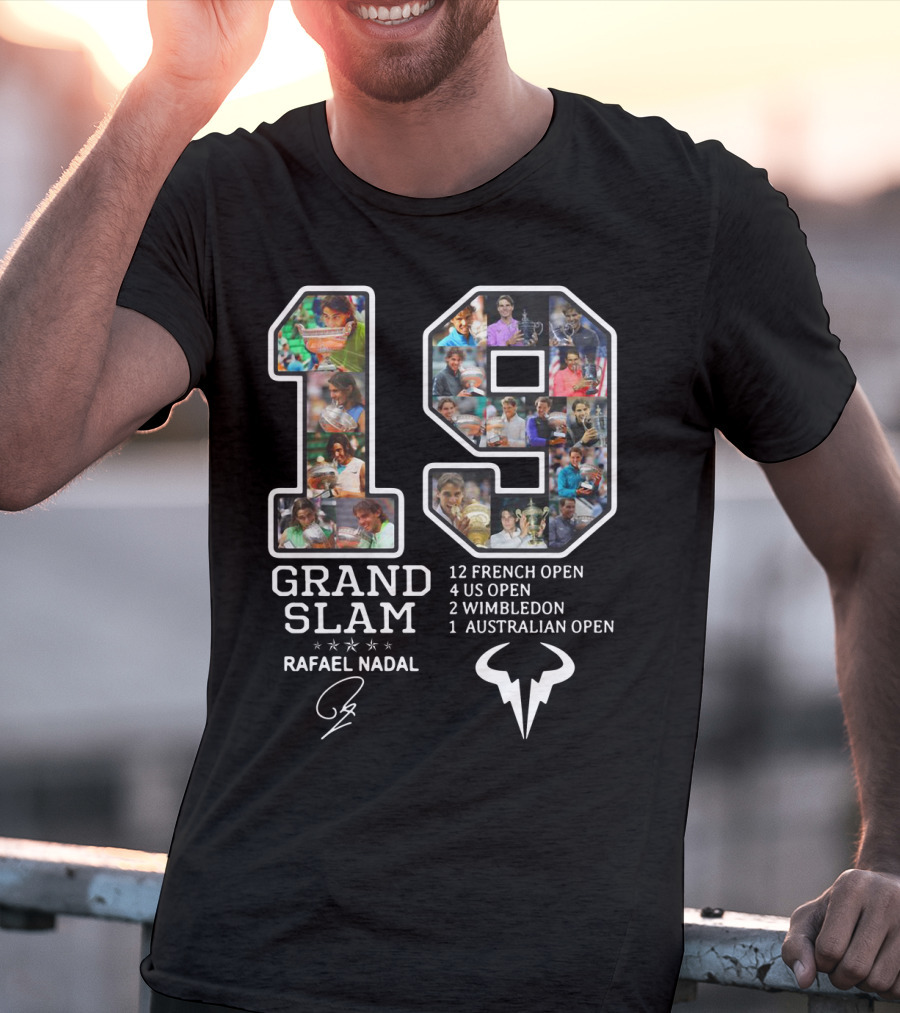 Rafael Nadal 19 Grand Slam Titles French Open US Open Wimbledon Australian Open T-Shirt