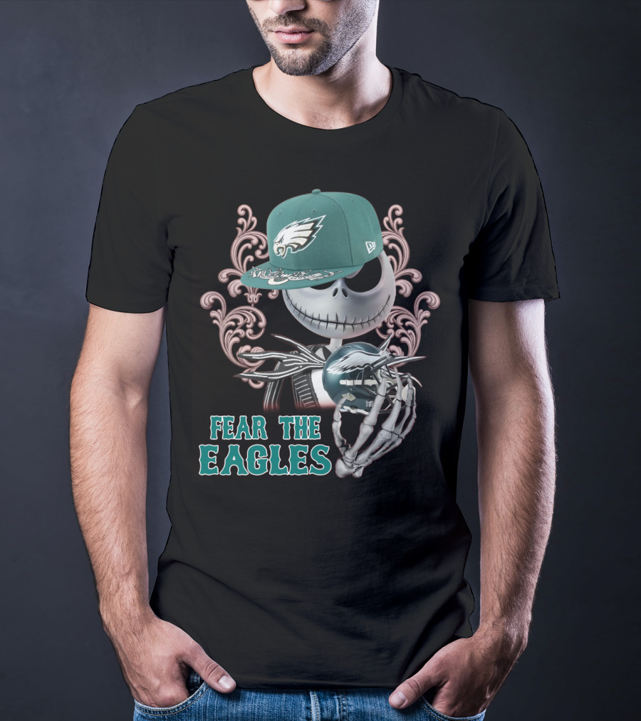 Jack Skellington Fear The Eagles Philadelphia Football T-Shirt