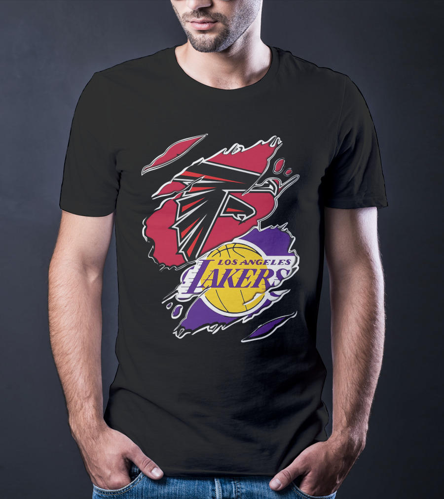 Atlanta Falcons Los Angeles Lakers Logo Mashup T-Shirt