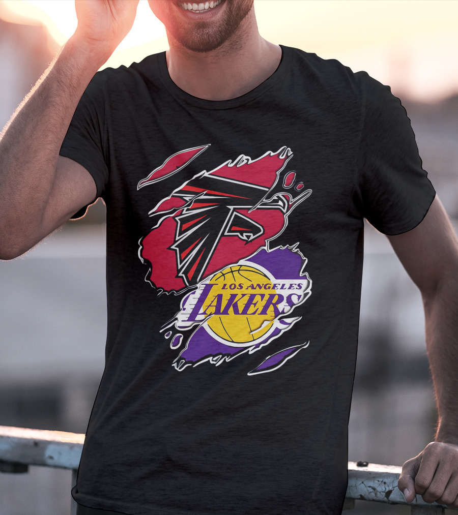 Atlanta Falcons Los Angeles Lakers Logo Mashup T-Shirt