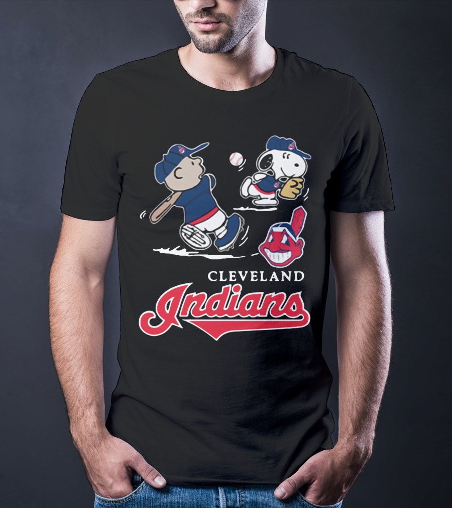 Charlie Brown Snoopy Cleveland Indians Baseball Peanuts T-Shirt